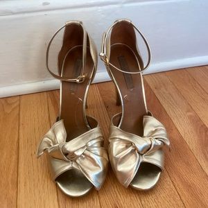 BCBGMaxAzria Metallic Bow High Heel Sandal